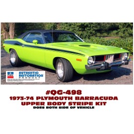 Graphic Express GE-QG-498 1973-74 PLYMOUTH BARRACUDA - UPPER BODY SIDE STRIPES - BLACK GLOSS