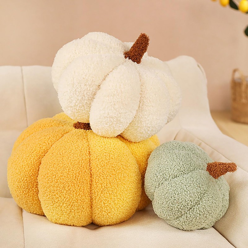 AIMALL Pumpkin Shaped Plush Cushion, 9.05 Inch Wide Colourful Home
