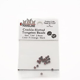 Hareline Crackle Slotted Tungsten Beads #137 7/64'' (2.78mm) Fl Orange/Black