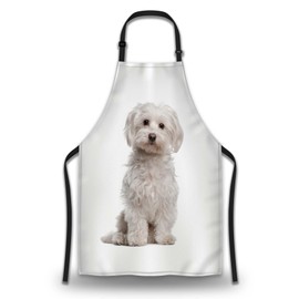 Olikked Garden Apron for Women Cute Dog Maltese Fur Canine Cooking Aprons for Men for Kitchen Cooking Restaurant BBQ Painting Crafting Gardening 27” (W) x 31” (H), Waterproof Aprons