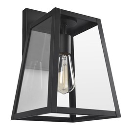 Design House 588608-BLK Hayward Modern Classic 1 Indoor/Outdoor Dimmable Wall Light with Open Bottom Black Frame and Clear Rectangular Glass Panels for Entryway Porch Patio Bedroom Bathroom, Gold