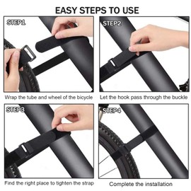 YUBBYSTU 8 Pack Bike Wheel Stabilizer Strap with Hook,reusable Fastening Cable Straps with Buckle Adjustable Hook,Black (26'' x 1.5'')