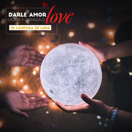 AGM LED Mondlampe 16 Farben Nachtlicht Stimmungslicht mit Fernbedienung und Touch-Steuerung Dimmbar Mondlamp Ø15 cm 3D Druck mit Holzhalterung für Schlafzimmer Café Bar Esszimmer