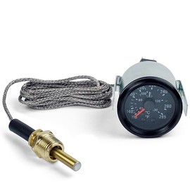 Water Temperature Gauge, 2" 52 mm Pointer Mechanical Coolant Temp Gauge for 12V Car, Engine Temp Gauge with Sensor NPT 1/2, 1.8m Wire for Car, Truck, Vehicle, Marine Boat, Ship