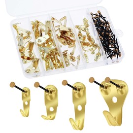 Jeffdad 120 Piece Picture Hanger Set, Versatile Picture Hooks, Picture Hanging Hooks Kit with Nails, Picture Hooks for Nailing, 4 Sizes, Picture Hanging Set for Frames, Mirrors, Paintings, Picture