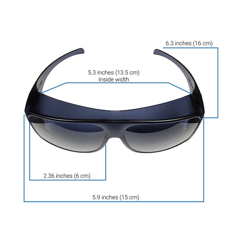 OPTEGO Fit Over Sunglasses, Smoke Color, 100% UVA/UVB Protection; Polycarbonate