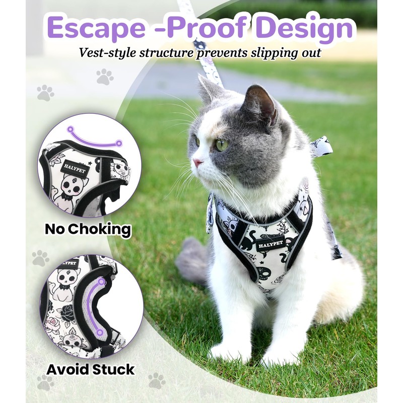Halypet Cat Harness and Leash Set for Walking, Escape Proof