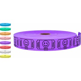 Tacticai 2000 Raffle Tickets, Smile, Purple (1 of 8 Colors), Single Roll, Ticket for Events, Entry, Class Reward, Fundraiser & Prizes