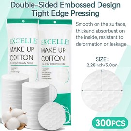 300 unidades de algodón redondas - Almohadillas de algodón sin pelusa para eliminación de rostro y maquillaje | Face makeup Pads High Absorbency Facia