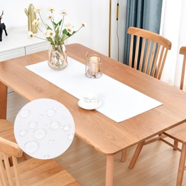 Farmhouse Rustic Table Runner White Faux Linen Table Runners Water Resistant Short Table Runner 36 inches for Living Room Dresser Bedroom Kitchen Dining Party 13x36 Inch