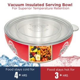 served Large Serving Bowl (100oz / 3Q) Vacuum-Insulated and Double-Walled with Double-Walled Lid to Keep Food Hot or Chilled for Hours for tailgates, potlucks, picnics, meal trains, and more