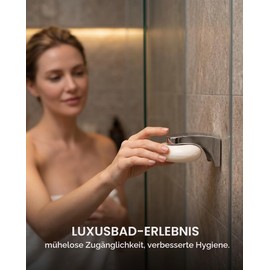 EYVRPAU Magnetic Soap Holder Pack of 1 - Premium Stainless Steel Soap Magnet No Drilling for Gluing Shower & Bathroom Keeps Soap Dry, Hygienic & Floating Free Prevents Soap Residue