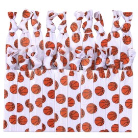 Kenz Laurenz Sports Hair Ties No Crease Ribbon Elastics Ouchless Ponytail Holders Scrunchies Coils Hair Bands (Basketball)