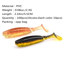 East Rain - 10 señuelos de Pesca de Silicona Profesionales para cebos de Carpas Artificiales de Doble Color, 100pcs Multicolor, 5.5cm