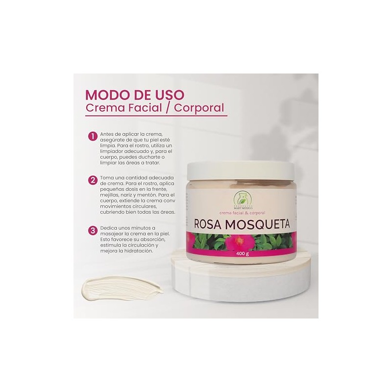 Crema Facial Rosa Mosqueta Mejora Apariencia Productos Mart Mexico 400g