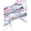 ZAFUL Women's Strapless Bikini Tiny Floral Print Ruched Bow Lace