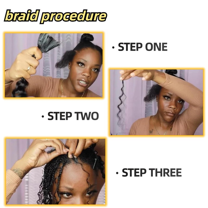 2 Packs Deep Wave Braiding hair extension bulk Fiber Hair