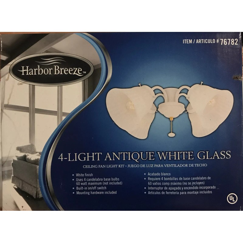 Harbor Breeze 4-Light Ceiling Fan Light Kit white Finish,Antique White