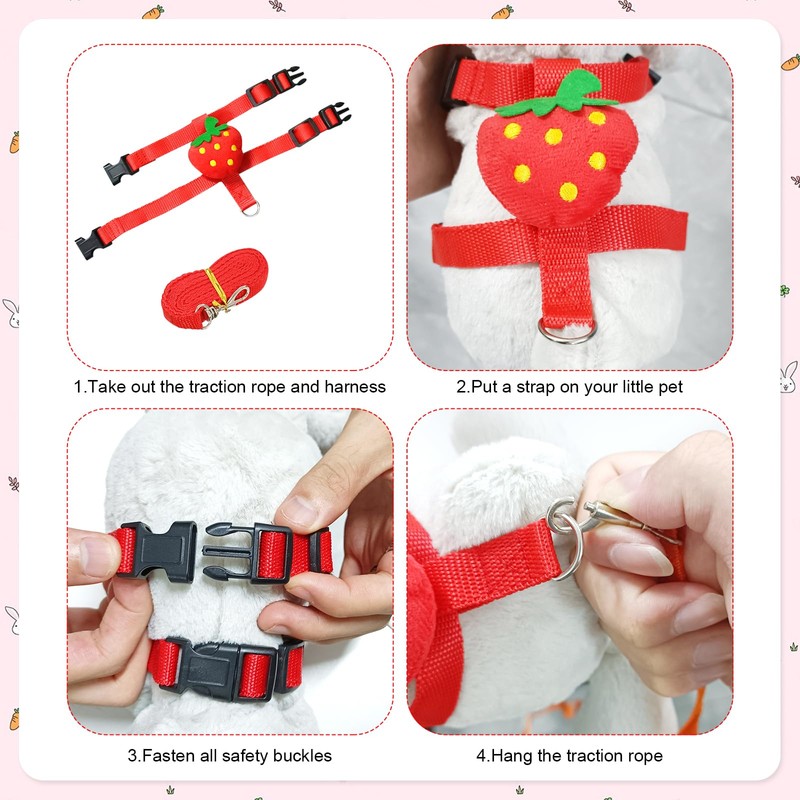 Bunny Harness and Leash for Rabbits,2 Pack Adjustable Bunny Harness,Cute