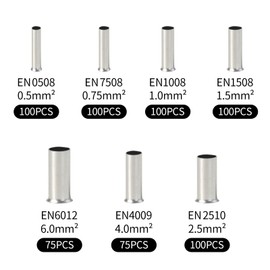 Pack of 650 Uninsulated Butt Connectors Assortment Kit, Electrical Wire End Ferrules, Crimp Connectors, Tin-Plated Copper Terminals for Electrical Splicing Projects, 0.5/0.75/1.0/1.5/2.5/4.0/6.0 mm²