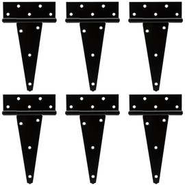 HILLMASTER 8 Inch T-Strap Heavy Duty Shed Door Hinges Gate Strap Hinges Black Tee Hinge Wrought Hardware for Wooden Fences,Yard,Barn Door,Rustproof (6 Pack)