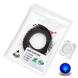 Chanzon 100 pcs 3528 (1210) Blue SMD LED Diode Lights Chips (Surface Mount PLCC 3.5mm x 2.8mm DC 3V 20mA) Super Bright Lighting Bulb Lamps Electronics Components Light Emitting Diodes