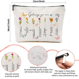 God Says I am Makeup Bag, Bible Verse Floral Makeup Bag, Christian Gifts for Women, Butterfly Inspirational Present, Toiletry Zipper Organizer Cosmetic Bag Travel Purse for Daughter Sister BFF,