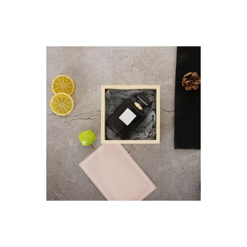 CALFOVERA 4.72×4.72×2.36 Inch Wooden Square Storage Box PapayaWhip Unfinished Gift