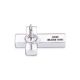 Set of Two Silver Christian Cross Lapel Pins | Laser Engraved on Back | 3D Catholic Lapel Pin | Catholic Lapel Pin | Brooch for Men and Women Unique Zinc, Zinc, None