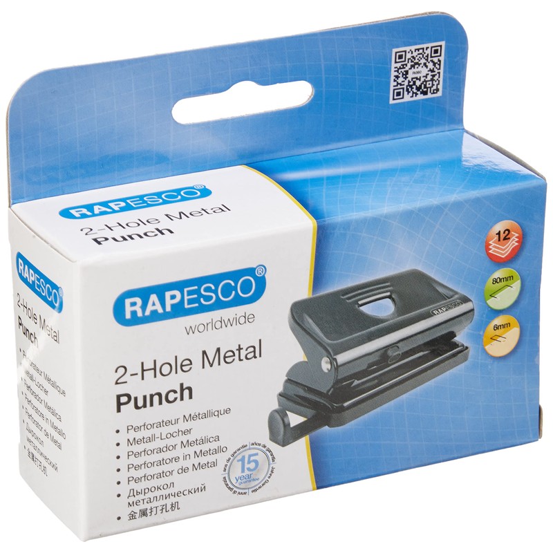 Rapesco ‎PF810MB1 810 2-Hole Metal Punch with 12 Sheets Capacity,