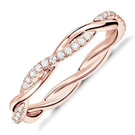 PAVOI 18K Gold Vermeil Cubic Zirconia Twisted Rope Eternity Band Rose Gold for Women Size 7