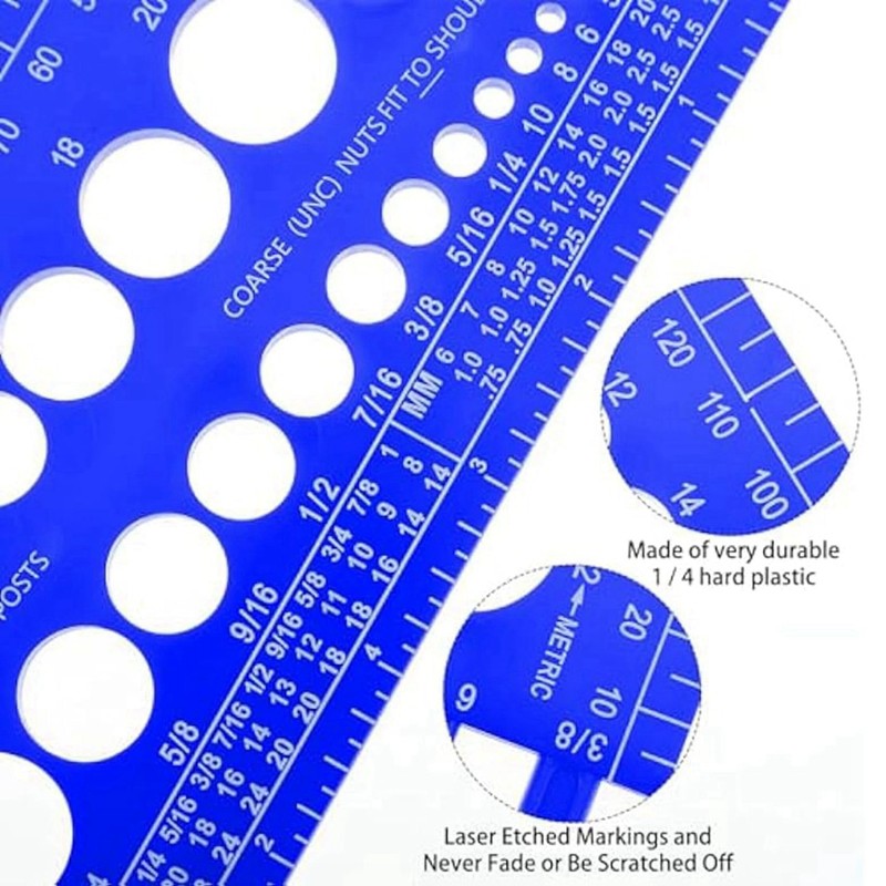 Tsudoku 2Pc Nut Bolt Thread Gauge Checker Bolt Size and