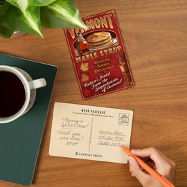 Vermont, Maple Syrup Vintage Sign (4x6 Birch Wood Postcards, 2-Pack Stationary, Rustic Home Wall Decor)