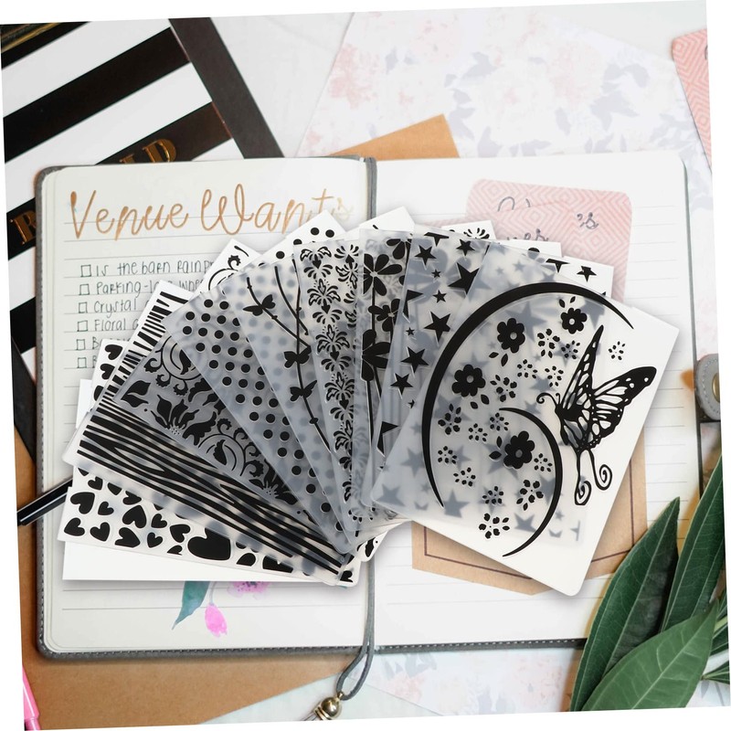 SHINEOFI 10pcs Embossing Template DIY Stencils for Card Making Scrapbooking