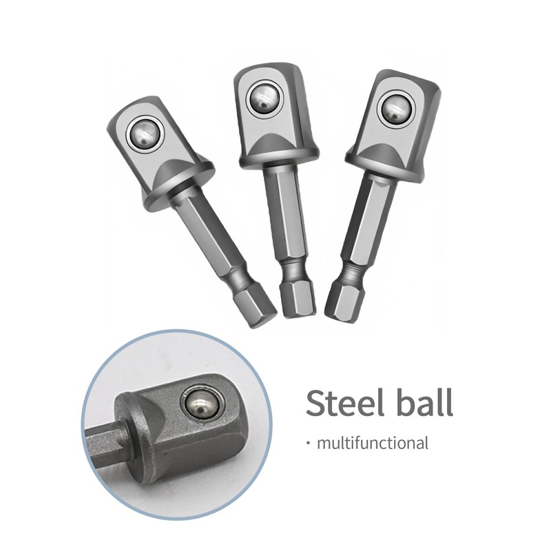 3PCS 50mm Socket Spanner Insert Square Converter Adapter for Impact