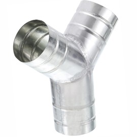 TOP-VIGOR 3" Inch to 3" Inch Y Shape Duct Splitter, 90° Degree Dust Fitting Adapter, 3 Way Duct Hose Connector, Galvanized Steel Branch for Exhaust Fan, Dryer Vent Hose, Industrial HVAC Ventilation