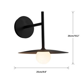 BOKT Black Glass Wall Mount Light Fixture Indoor Wall Sconce Industrial Farmhouse Wall Light Mid Century Bathroom Wall Lamp Rustic Vintage Wall Sconce Lighting for Bedside Mirror Bedroom Living Room