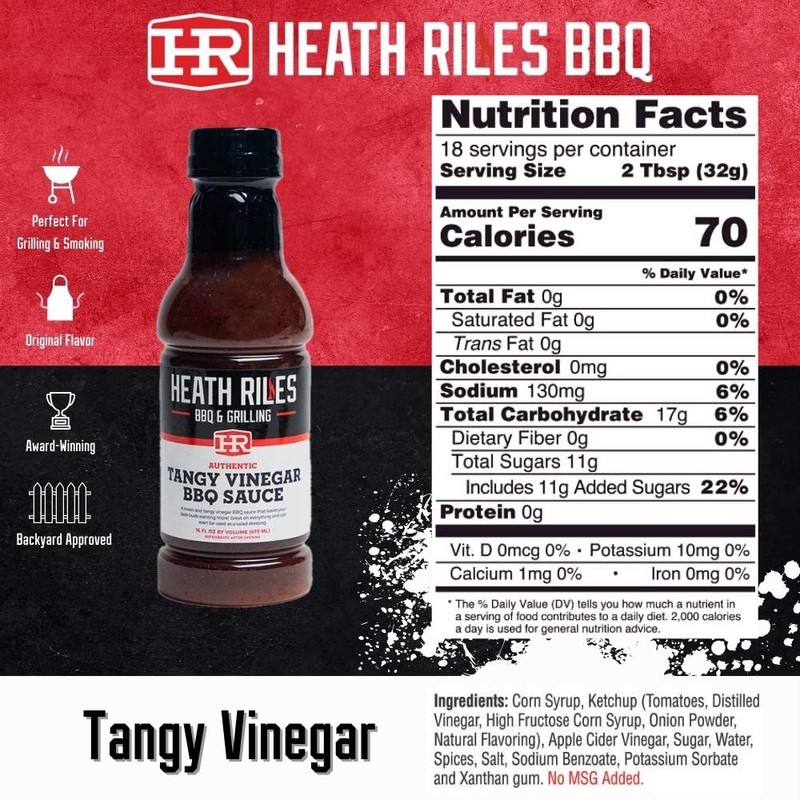 Heath Riles BBQ Tangy Vinegar Barbecue Sauce, Champion Pitmaster Recipe,