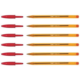 BIC Cristal Fine Ballpoint Pen Line Colour: Red Pack of 6