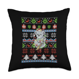 Christmas Koala Ugly Christmas Design Fairy Lights Lover Christmas Koala Throw Pillow, 18x18, Multicolor