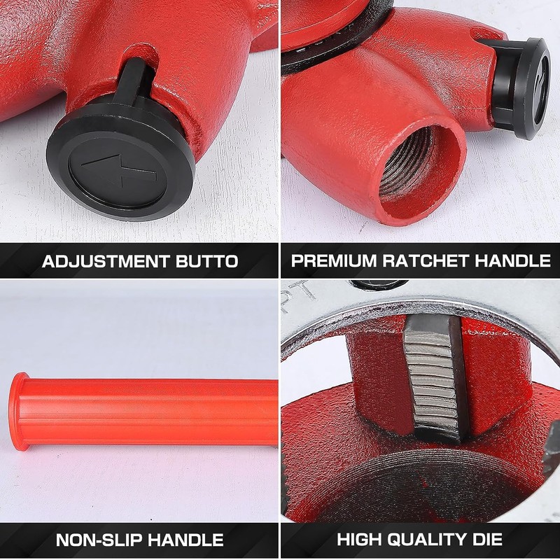 Yaegoo Pipe Threading Kit 4 Dies 1/2" 3/4" 1" 1-1/4"
