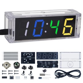ElektoLoter LED Digital Clock Soldering Kit, 4-Digit DIY Alarm Clock Electronic Soldering Kits with 12H/24H Format, Digital Radio Alarm Clock Soldering Set for Students, Learning and Home Office