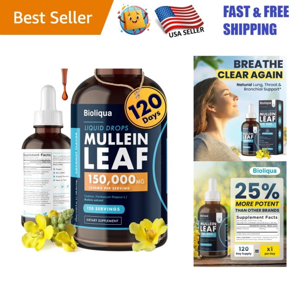Unbranded High Strength Mullein Drops - 4fl oz Lung Cleanse