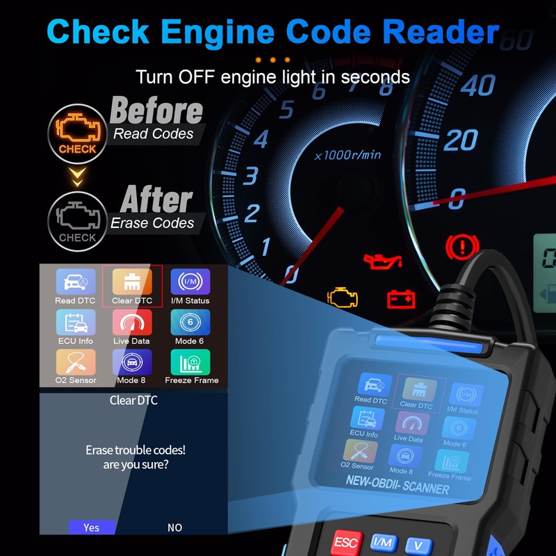 Check Engine Code Reader, Car Diagnostic Scanner, Vehicle Code Reader