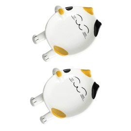 Ipetboom Cartoon Cat Ceramic Spoon Holder Kitchen Utensil Rest Stand for Ladles Spatulas Spoons Countertop Accessory for Stove Top Cute Kitchen Gadget for Cooking Housewarming