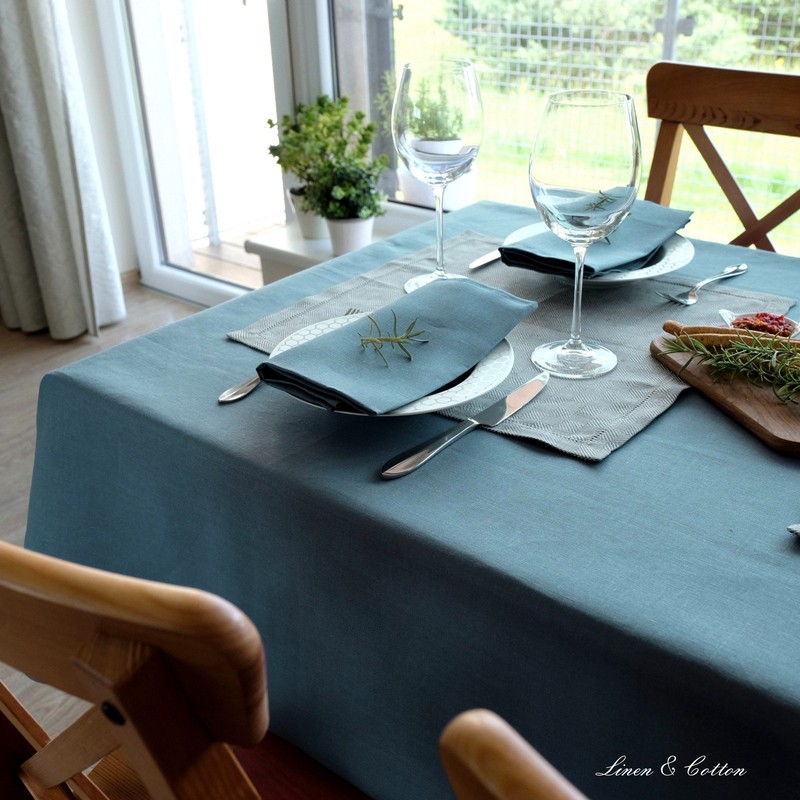 Linen & Cotton Caerula Tablecloth Fabric Table Linen - 100%