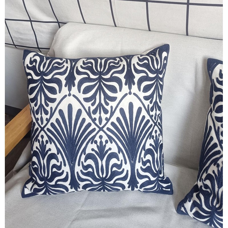 ZUODUTEX 45 x 45 Cm Cushion Covers Embroidery Geometry Cotton