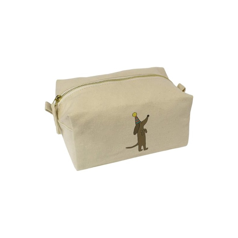 'Party Dachshund' Canvas Wash Bag/Makeup Case (CS00037696)