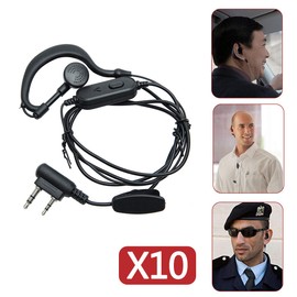 BAOFENG Walkie Talkie Earpiece with Mic 2 Pin K Port Headset UV-5R BF-888S UV-82 UV-S9 Plus BF-F8HP TP-8Plus BF-T20 BF-H6 BF-1909 KG-UV8D UV6D Etc (10Pack)