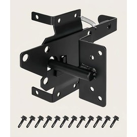 Black Heavy Duty Self-Locking Gate Latch Fits Outdoor Garden, Metal Gates Vinyl Fence Post Mount Automatic Gate Lock Gravity Door Latch Hardware